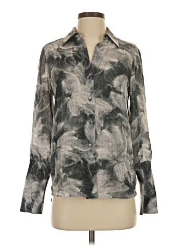 Theory Long Sleeve Silk Top (view 1)