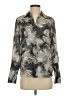 Theory 100% Silk Print Gray Long Sleeve Silk Top Size S - photo 1