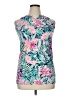 Lilly Pulitzer 100% Cotton Floral Teal Sleeveless Blouse Size XL - photo 1