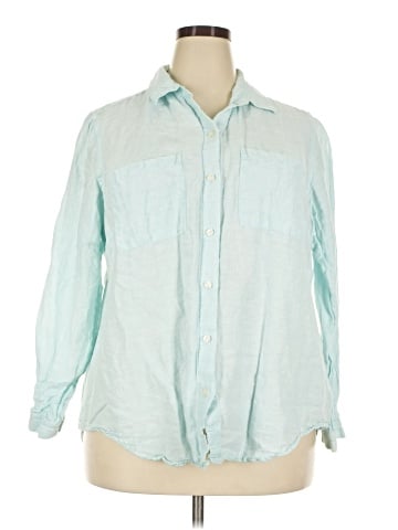 Lord & Taylor 3/4 Sleeve Button-Down Shirt (view 1)
