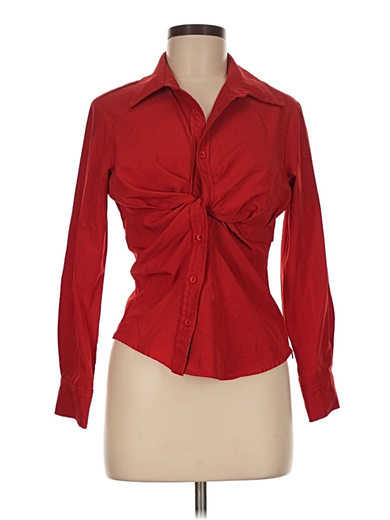 Pre-owned Papermoon Long Sleeve Blouse In Red