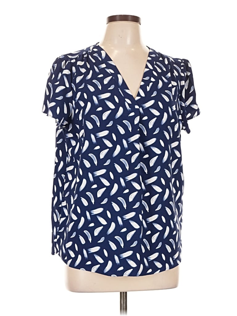 Pre-owned Hilary Radley Short Sleeve Blouse In Blue
