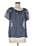 Ecote 100% Silk Blue Short Sleeve Silk Top Size M - photo 1