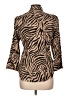 Chaps 100% Cotton Animal Print Brown Long Sleeve Blouse Size L - photo 2
