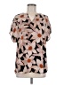 CAbi 100% Polyester Floral Brown Short Sleeve Blouse Size M - photo 1