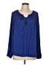 Jennifer Lopez 100% Polyester Blue Long Sleeve Blouse Size L - photo 1