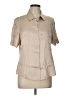 Pure Collection 100% Silk Solid Tan Short Sleeve Silk Top Size 12 - photo 1