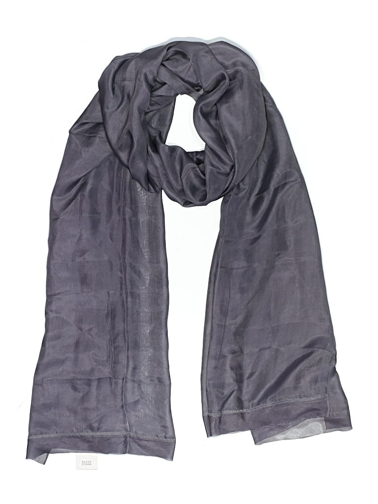 Pre-owned Eileen Fisher Silk Scarf In Gray