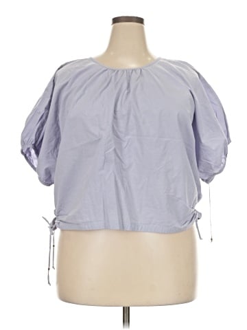 Madewell Plus Poplin Puff-Sleeve Cutout Crop Top (view 1)