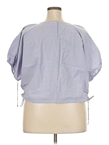 Madewell Plus Poplin Puff-Sleeve Cutout Crop Top (view 2)