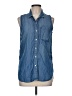 SNEAK PEEK 100% Lyocell Blue Sleeveless Button-Down Shirt Size M - photo 1