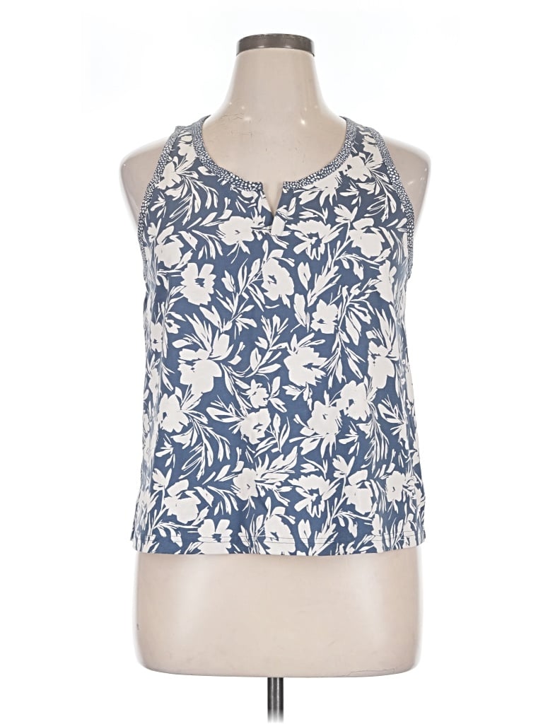 Pre-owned Pact Tank Top Blue Halter Neckline Tops