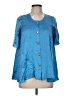Boulee 100% Silk Blue Short Sleeve Silk Top Size 6 - photo 1