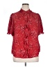 Worthington 100% Polyester Stars Red Short Sleeve Blouse Size XL - photo 1