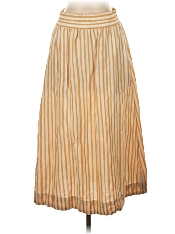 Madewell Smocked-Waist Midi Skirt in Stripe (view 1)