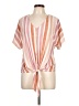 Truself Stripes Pink Short Sleeve Blouse Size L - photo 1