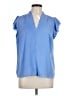 Nine West 100% Polyester Blue Short Sleeve Blouse Size L - photo 1