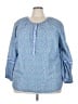 Talbots 100% Cotton Blue 3/4 Sleeve Blouse Size 3X - photo 1