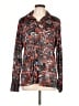 Oleg Cassini 100% Nylon Print Red Long Sleeve Blouse Size L - photo 1