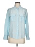 J.Crew 100% Silk Color Block Blue Long Sleeve Silk Top Size 8 (petite) - photo 1