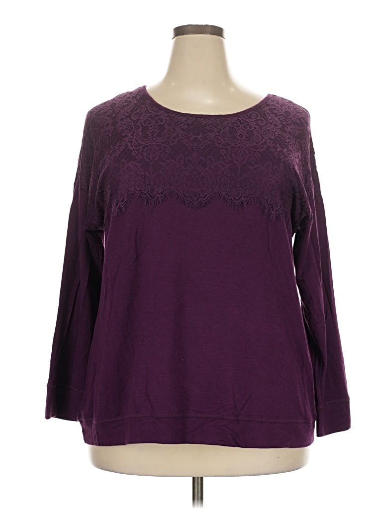 Pre-owned Westport 3/4 Sleeve Top Purple Boatneck Tops