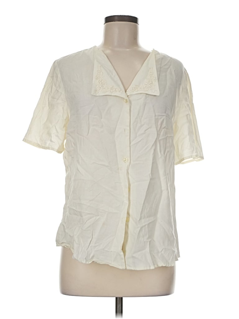 Pre-owned Kathie Lee Short Sleeve Blouse In Ivory