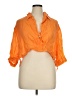 Sandro 100% Ramie Orange 3/4 Sleeve Button-Down Shirt Size XL (4) - photo 1