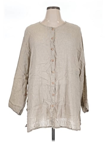 Flax 3/4 Sleeve Button-Down Shirt (view 1)
