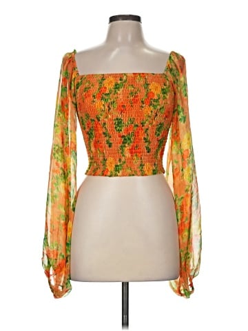 Caroline Constas Long Sleeve Silk Top (view 1)