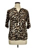 Anne Klein Animal Print Brown Short Sleeve Blouse Size XL - photo 1