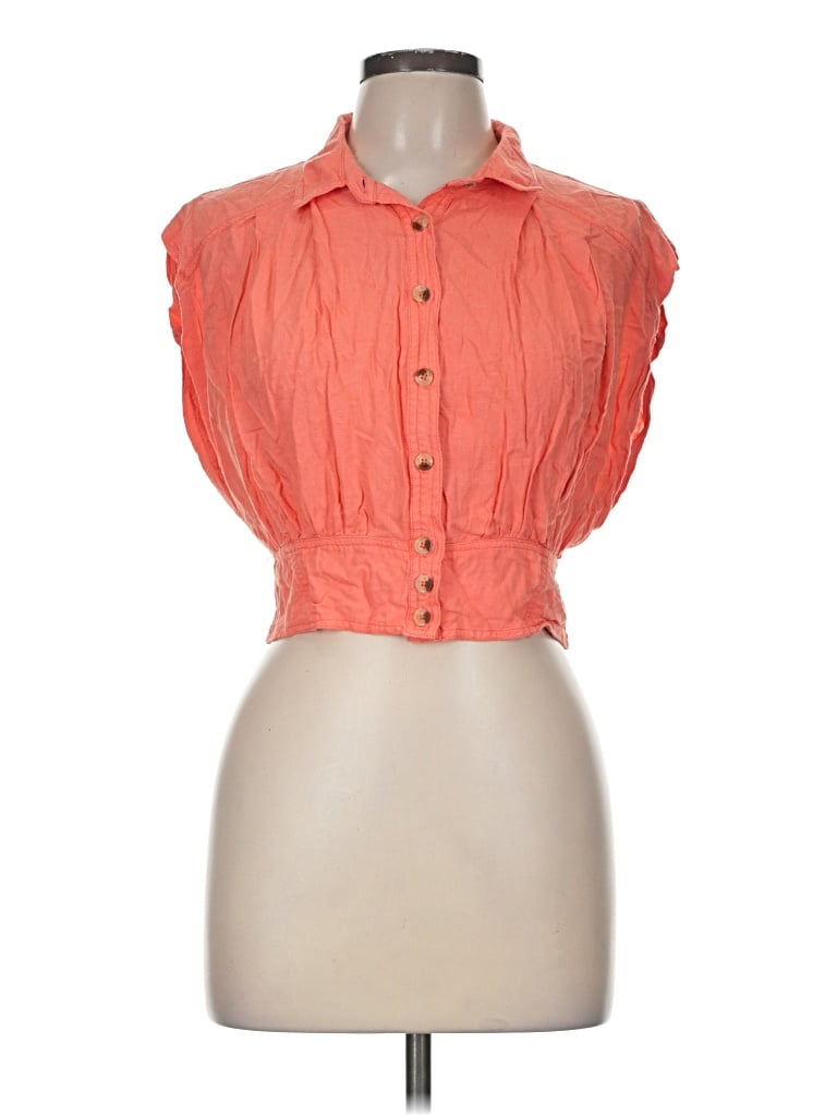 Pre-owned We The Free Sleeveless Button Down Shirt In Orange