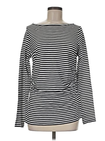 Madewell Striped Ruched Crewneck Long-Sleeve Tee in Soft Slub (view 1)