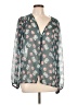 Billabong 100% Polyester Floral Teal 3/4 Sleeve Blouse Size L - photo 1