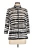 Weekends by Chico's Stripes Silver Track Jacket Size Med (1) - photo 1