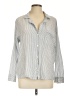Eberjey Stripes Silver Long Sleeve Button-Down Shirt Size L - photo 1