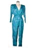 Nora Noh 100% Silk Paisley Teal Jumpsuit Size 12 - photo 1