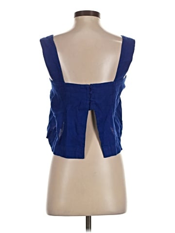 Madewell Curved-Neck Shell Tank in 100% Linen (view 2)