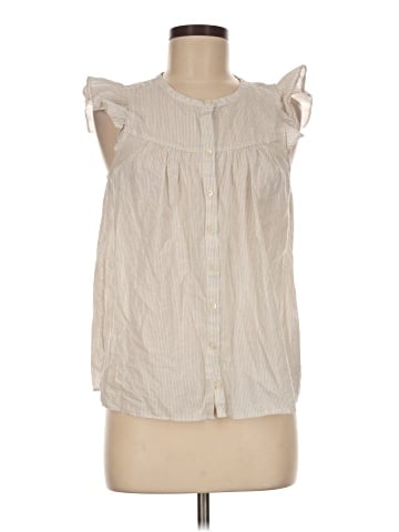 Madewell Ruffle-Sleeve Bib Top in Metallic Stripe (view 1)