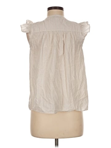 Madewell Ruffle-Sleeve Bib Top in Metallic Stripe (view 2)