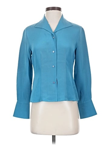 Petite Sophisticate Long Sleeve Silk Top (view 1)