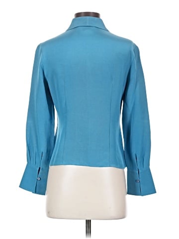 Petite Sophisticate Long Sleeve Silk Top (view 2)