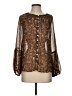 Fever 100% Polyester Tweed Brown Long Sleeve Blouse Size S - photo 1