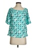 Talbots Graphic Teal Short Sleeve Blouse Size S - photo 1