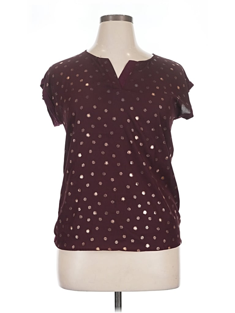 Pre-owned Papermoon Short Sleeve Blouse In Burgundy