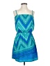Express 100% Polyester Chevron-herringbone Teal Casual Dress Size S - photo 1