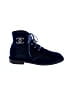 Chanel 100% Velvet Blue Ankle Boots Size EU 37 1/2 - photo 1