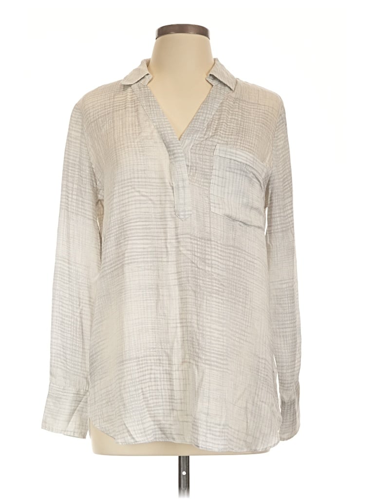 Pre-owned E3 By Etcetera Long Sleeve Blouse In Silver