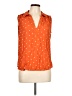 Ann Taylor LOFT 100% Rayon Polka Dots Orange Sleeveless Button-Down Shirt Size L - photo 1