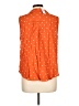 Ann Taylor LOFT 100% Rayon Polka Dots Orange Sleeveless Button-Down Shirt Size L - photo 2