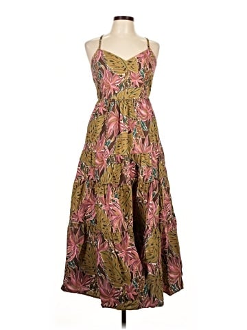 Madewell Sidonie Poplin Maxi Dress in Brushstroke Monstera (view 1)